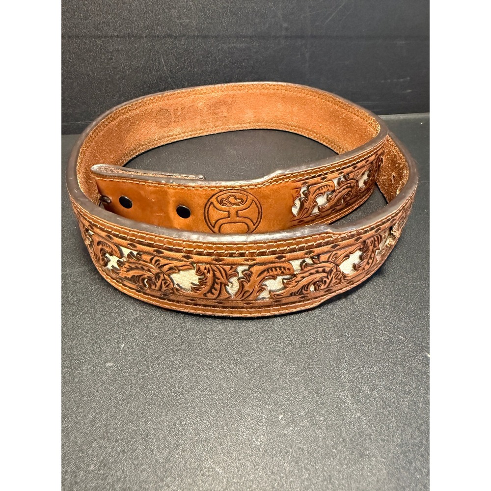Hooey Mens Brown Floral Tooled Leather Western Belt No Buckle 34 Western Country